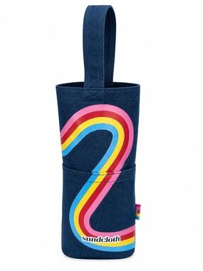 ModCloth Denim Wine Tote With Retro Rainbow Design